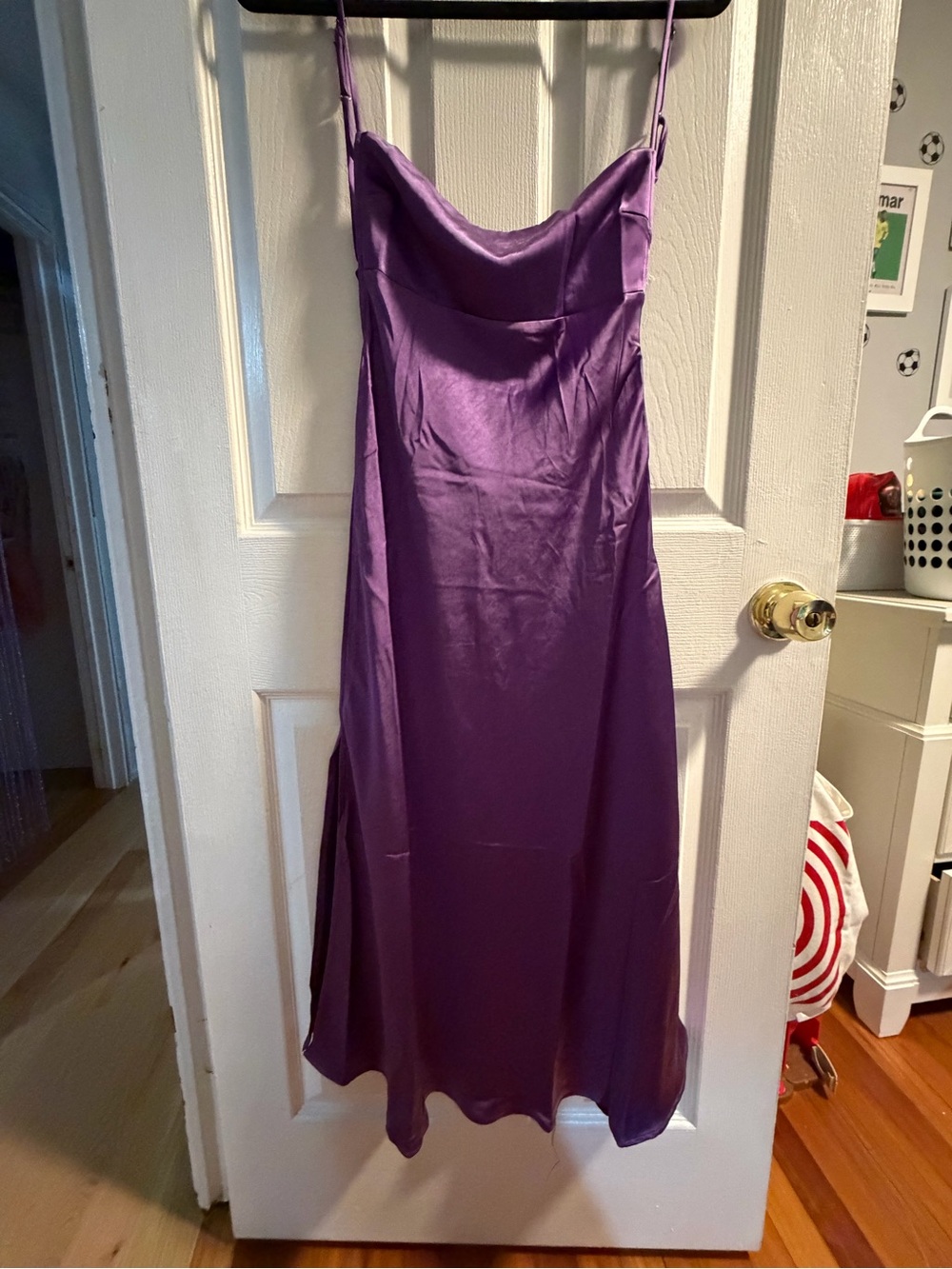 Women's Purple Slip Dress - Elegant Spaghetti Strap Midi